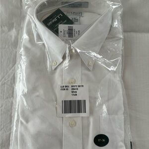 New LL Bean Wrinkle Free White Oxford 17x36